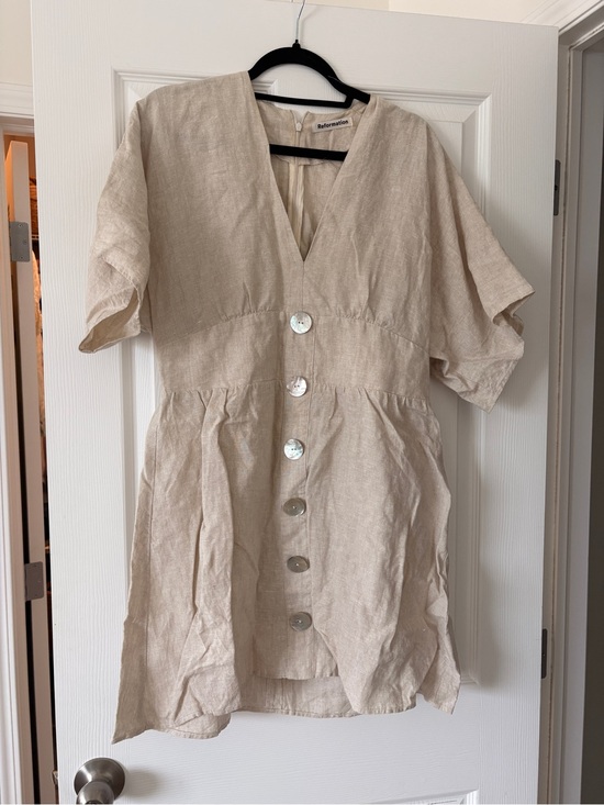 Reformation Dresses & Skirts - Reformation Natural Beige Linen Button-Front Mini Dress